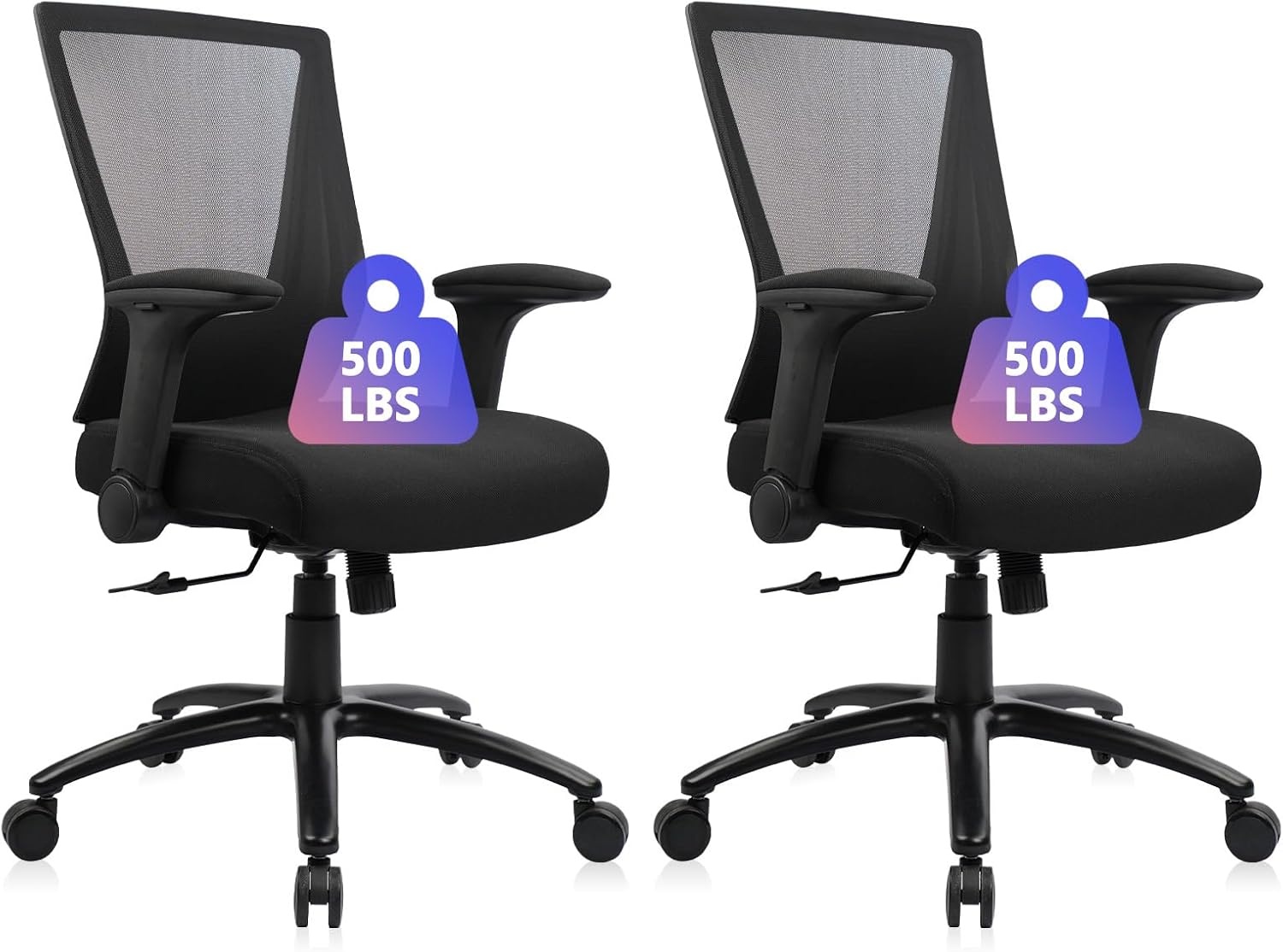 image:imageCLATINA 500lbs Big and Tall Office Chair Heavy Duty Ergonomic Mesh Desk Chairs with Wide Thick Seat Cushion and Adjustable Armrests for Home Office Conference Heavy People Black1 PackBlack