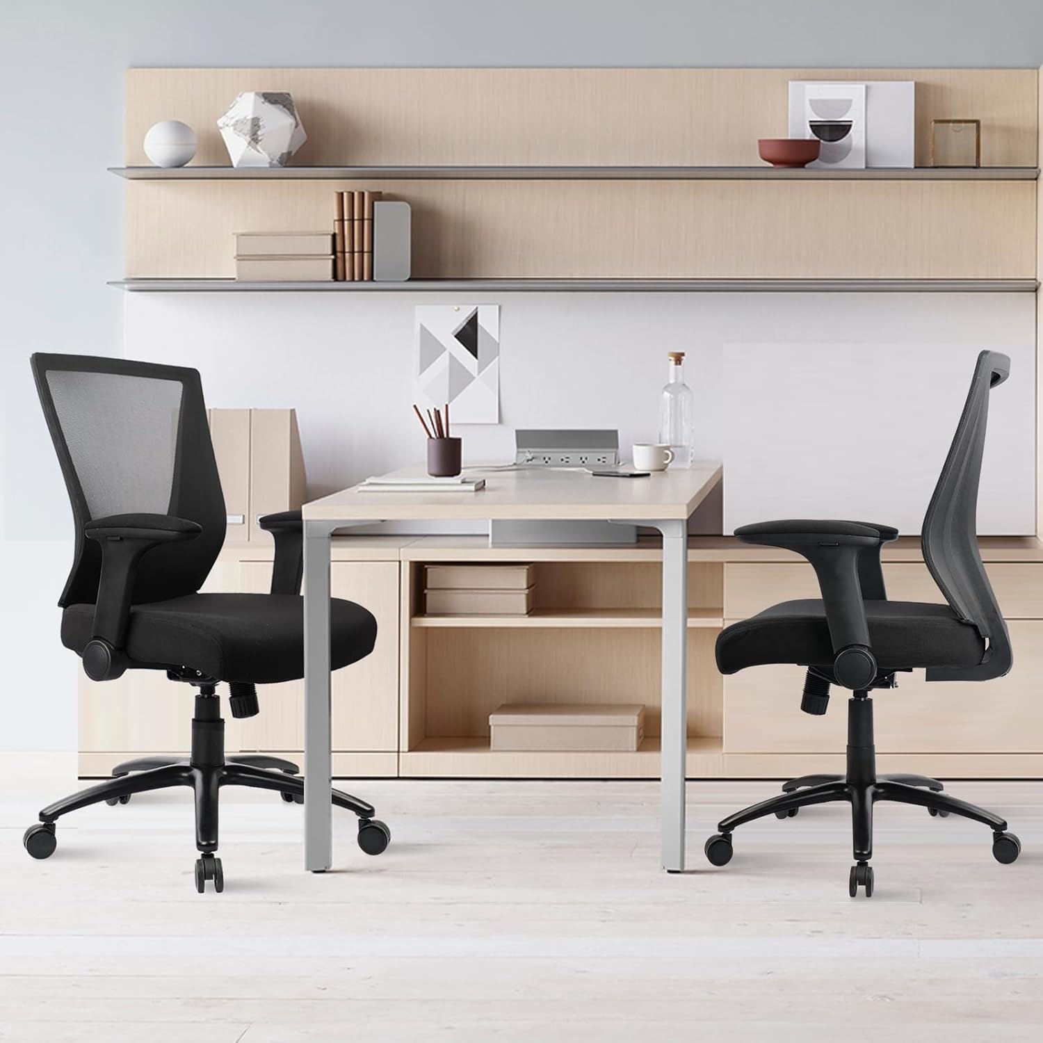 image:imageCLATINA 500lbs Big and Tall Office Chair Heavy Duty Ergonomic Mesh Desk Chairs with Wide Thick Seat Cushion and Adjustable Armrests for Home Office Conference Heavy People Black1 PackBlack