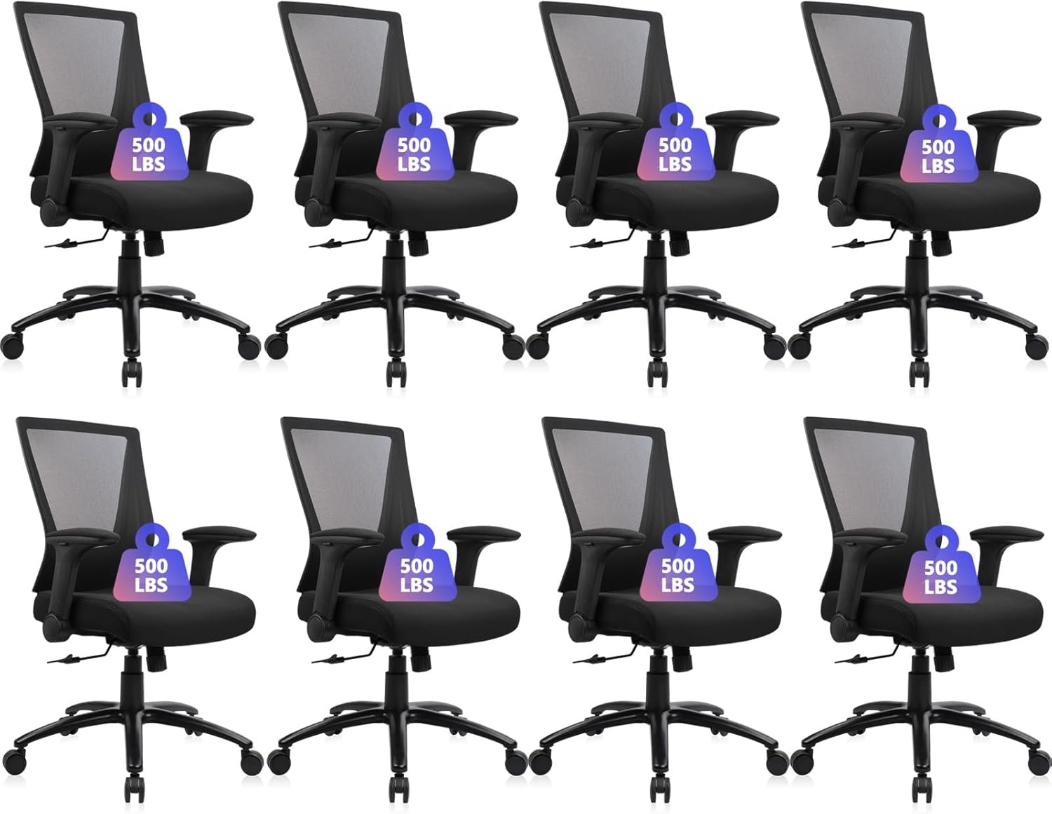 image:imageCLATINA 500lbs Big and Tall Office Chair Heavy Duty Ergonomic Mesh Desk Chairs with Wide Thick Seat Cushion and Adjustable Armrests for Home Office Conference Heavy People Black1 PackBlack