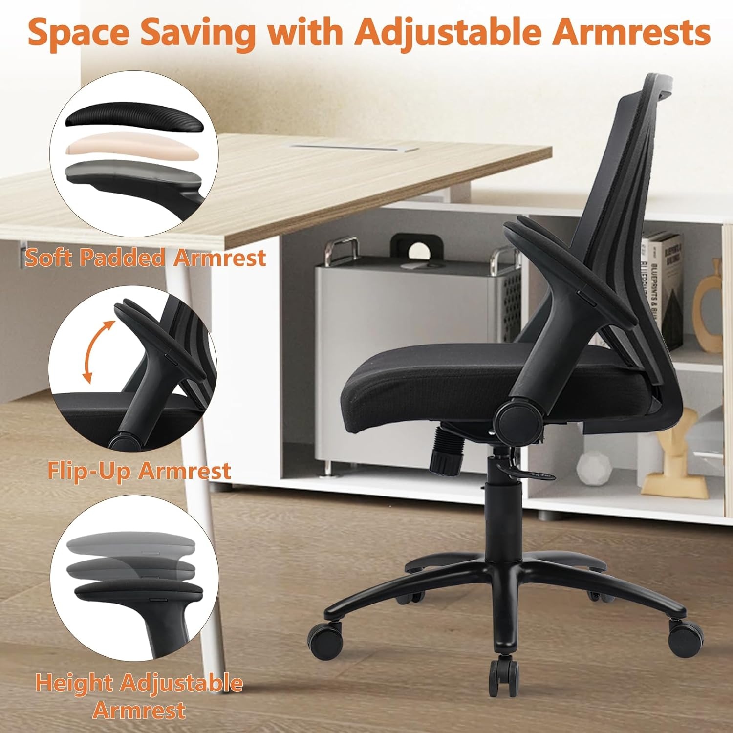 image:imageCLATINA 500lbs Big and Tall Office Chair Heavy Duty Ergonomic Mesh Desk Chairs with Wide Thick Seat Cushion and Adjustable Armrests for Home Office Conference Heavy People Black1 PackBlack