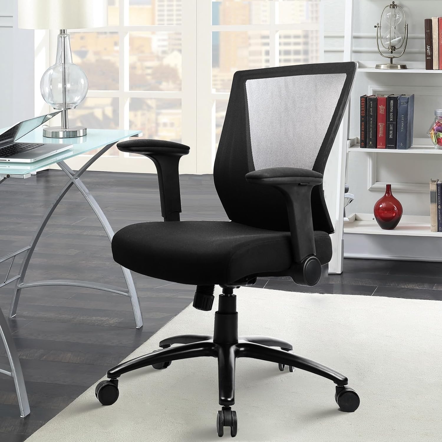 image:imageCLATINA 500lbs Big and Tall Office Chair Heavy Duty Ergonomic Mesh Desk Chairs with Wide Thick Seat Cushion and Adjustable Armrests for Home Office Conference Heavy People Black1 PackBlack