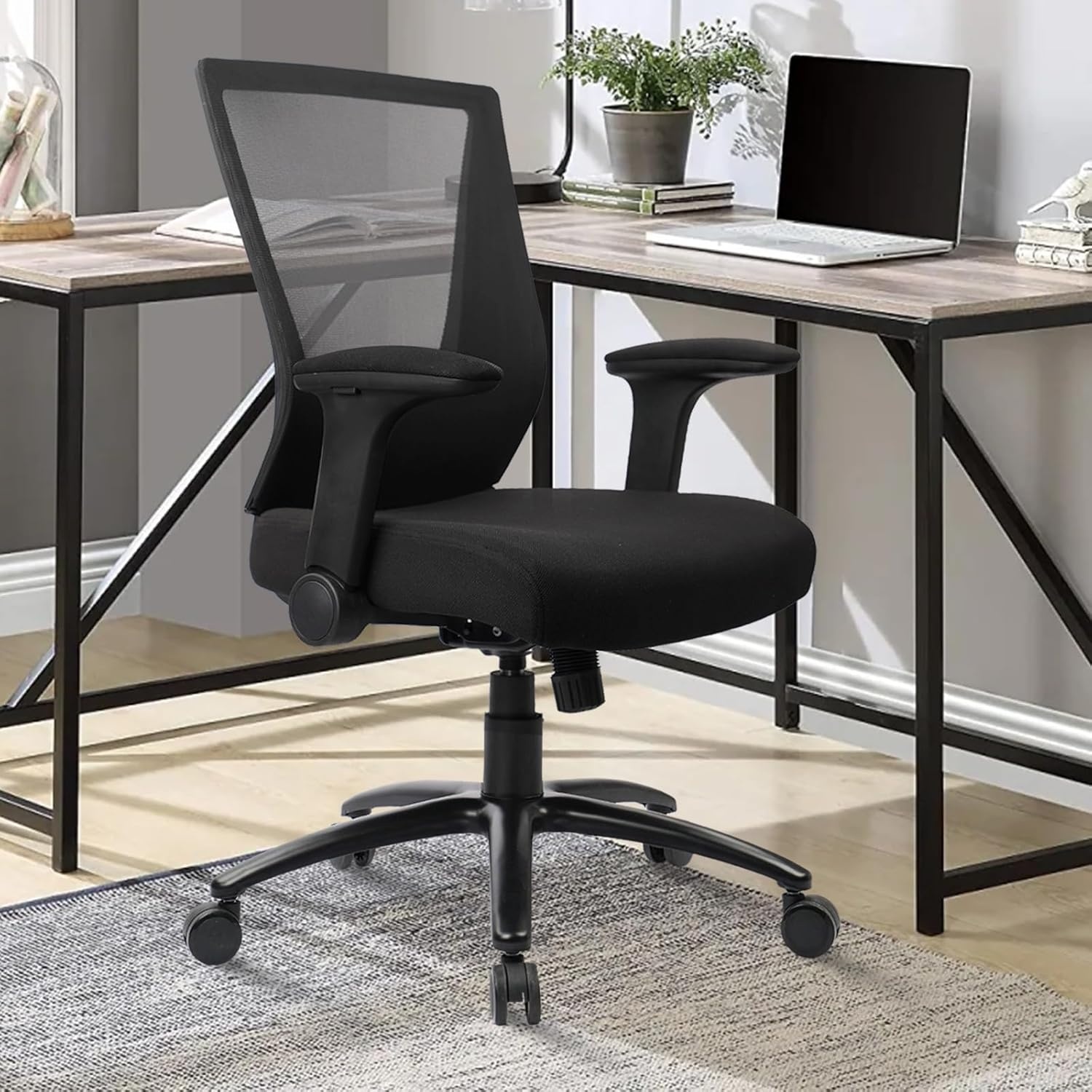 image:imageCLATINA 500lbs Big and Tall Office Chair Heavy Duty Ergonomic Mesh Desk Chairs with Wide Thick Seat Cushion and Adjustable Armrests for Home Office Conference Heavy People Black1 PackBlack