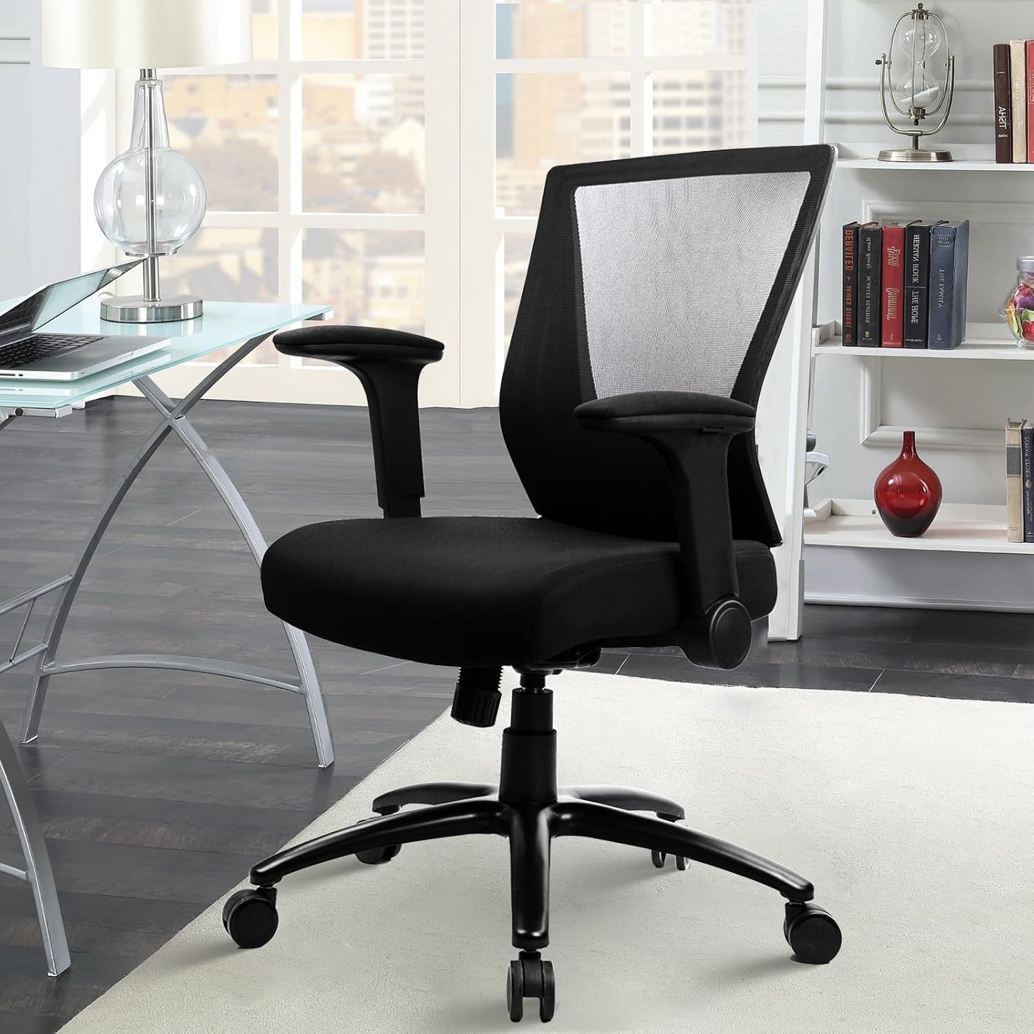image:imageCLATINA 500lbs Big and Tall Office Chair Heavy Duty Ergonomic Mesh Desk Chairs with Wide Thick Seat Cushion and Adjustable Armrests for Home Office Conference Heavy People Black1 PackBlack