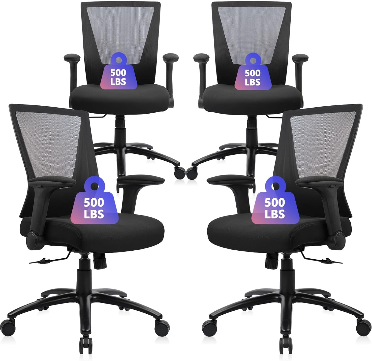 image:imageCLATINA 500lbs Big and Tall Office Chair Heavy Duty Ergonomic Mesh Desk Chairs with Wide Thick Seat Cushion and Adjustable Armrests for Home Office Conference Heavy People Black1 PackBlack