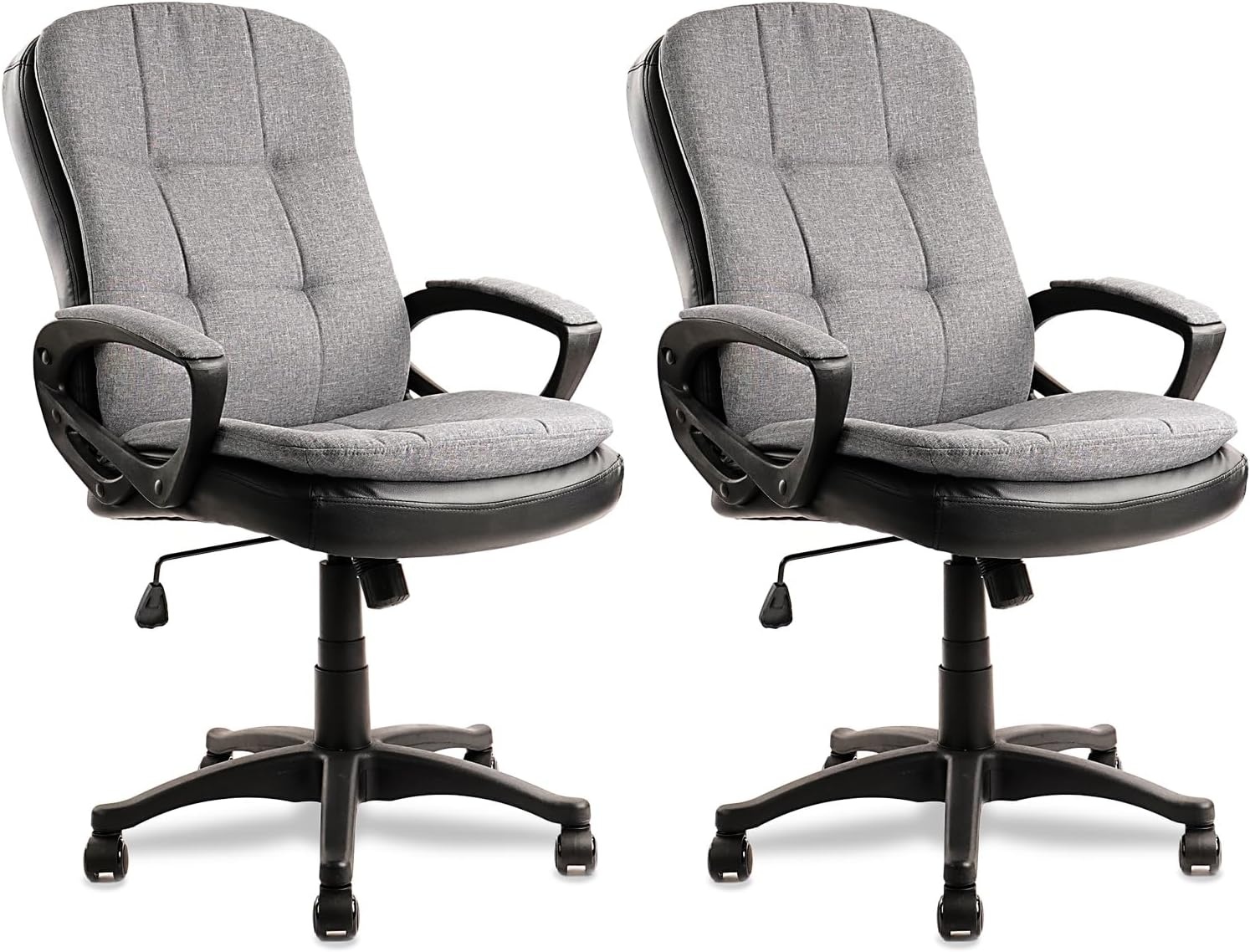 image:imageCLATINA Brown Cloth Office Chair Fabric Covered Desk Chair Adjustable Height Swivel Chairs Ergonomic Executive Chair with Arms and Wheels Comfortable Upholstered 350 LBSLight Grey