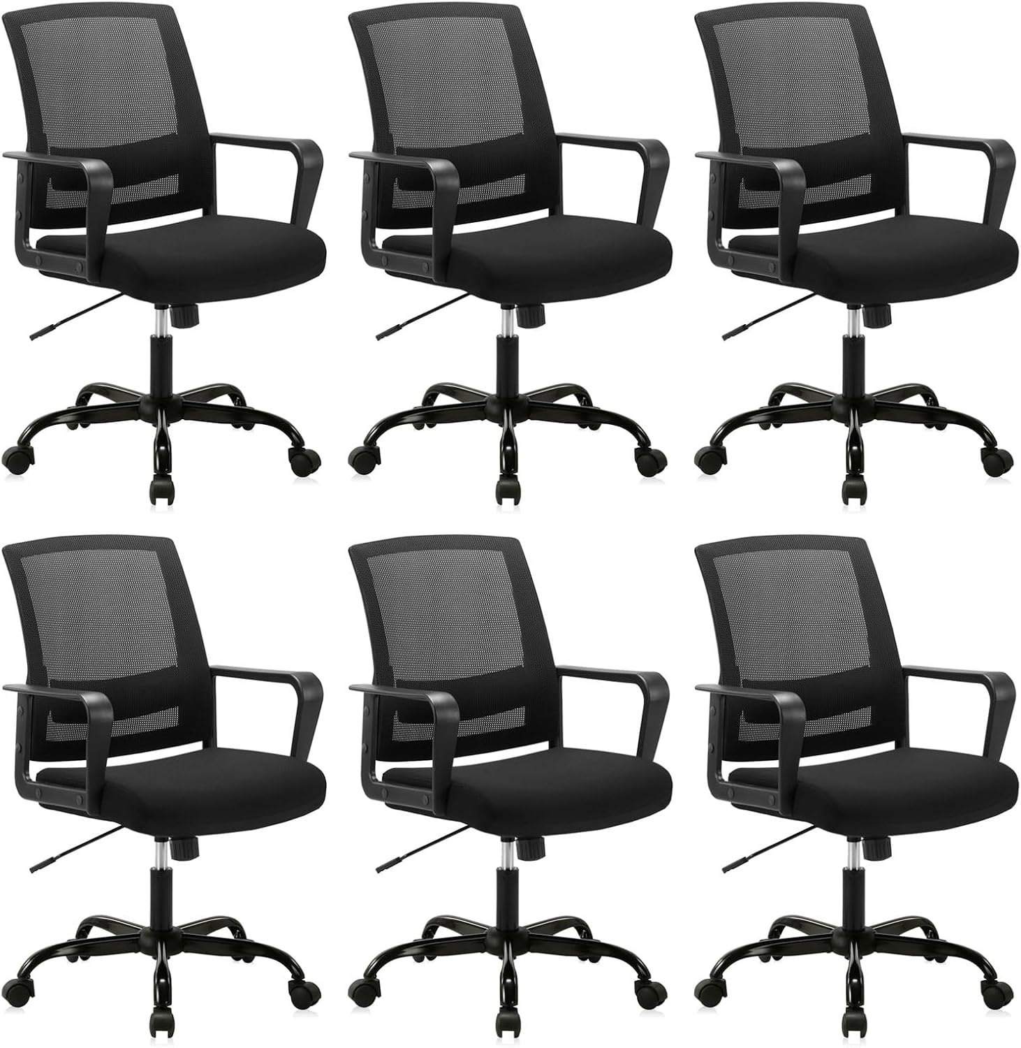 image:imageCLATINA Ergonomic Rolling Mesh Desk Chair with Executive Lumbar Support and Adjustable Swivel Design for Home Office Computer Black 2 PackBlack