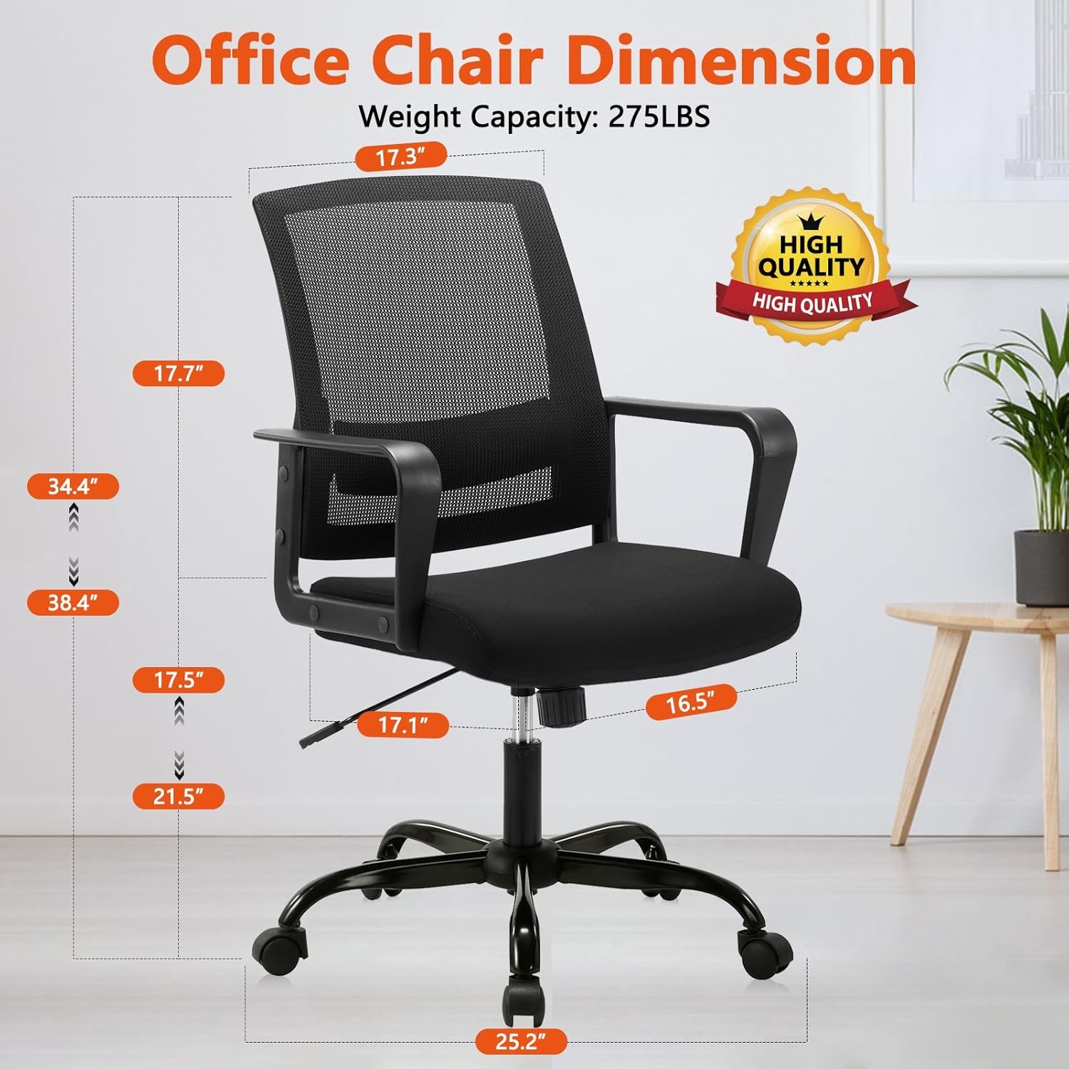 image:imageCLATINA Ergonomic Rolling Mesh Desk Chair with Executive Lumbar Support and Adjustable Swivel Design for Home Office Computer Black 2 PackBlack