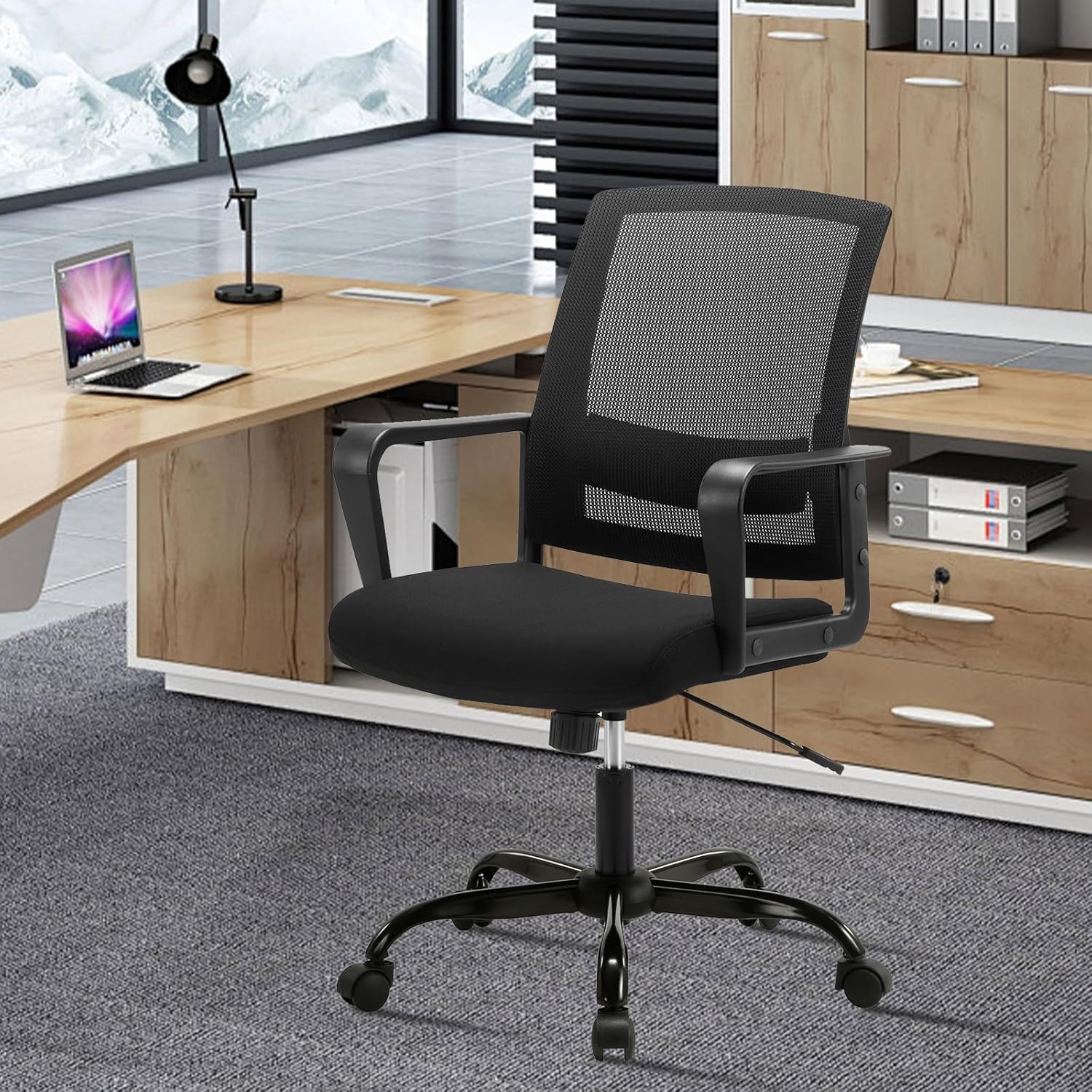 image:imageCLATINA Ergonomic Rolling Mesh Desk Chair with Executive Lumbar Support and Adjustable Swivel Design for Home Office Computer Black 2 PackBlack