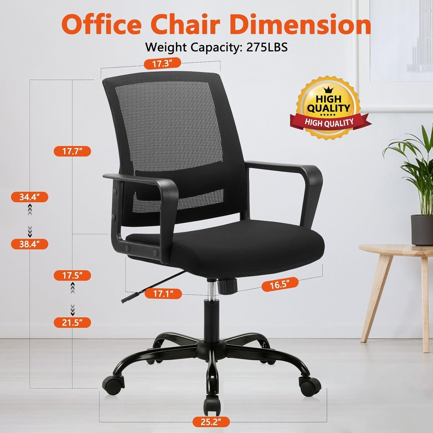 image:imageCLATINA Ergonomic Rolling Mesh Desk Chair with Executive Lumbar Support and Adjustable Swivel Design for Home Office Computer Black 2 PackBlack