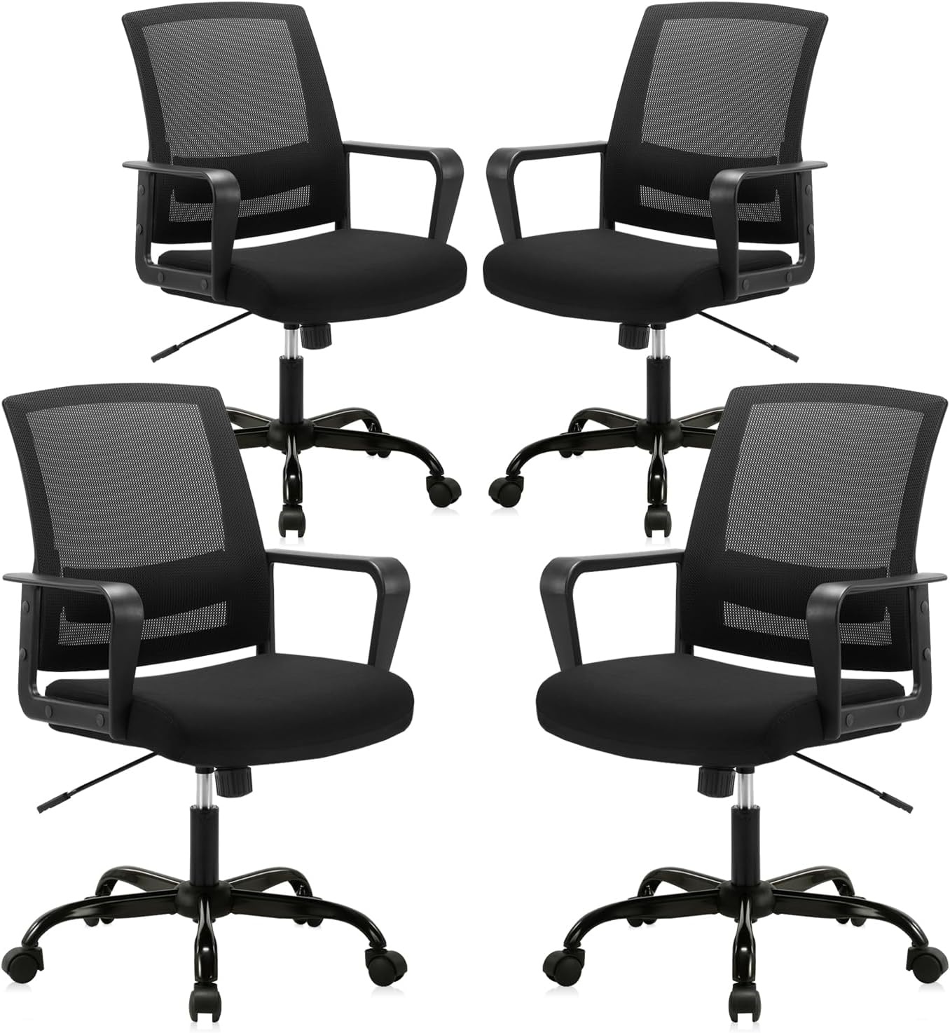 image:imageCLATINA Ergonomic Rolling Mesh Desk Chair with Executive Lumbar Support and Adjustable Swivel Design for Home Office Computer Black 2 PackBlack