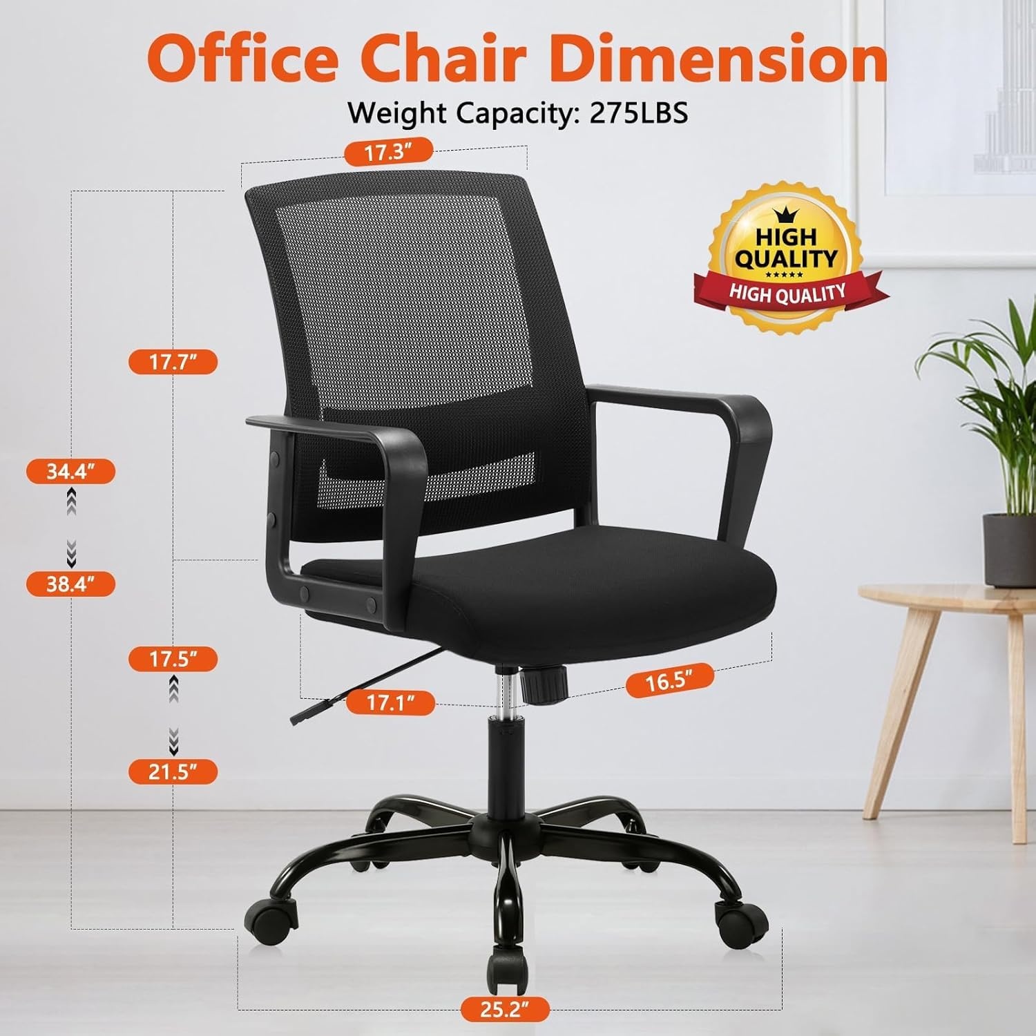 image:imageCLATINA Ergonomic Rolling Mesh Desk Chair with Executive Lumbar Support and Adjustable Swivel Design for Home Office Computer Black 2 PackBlack