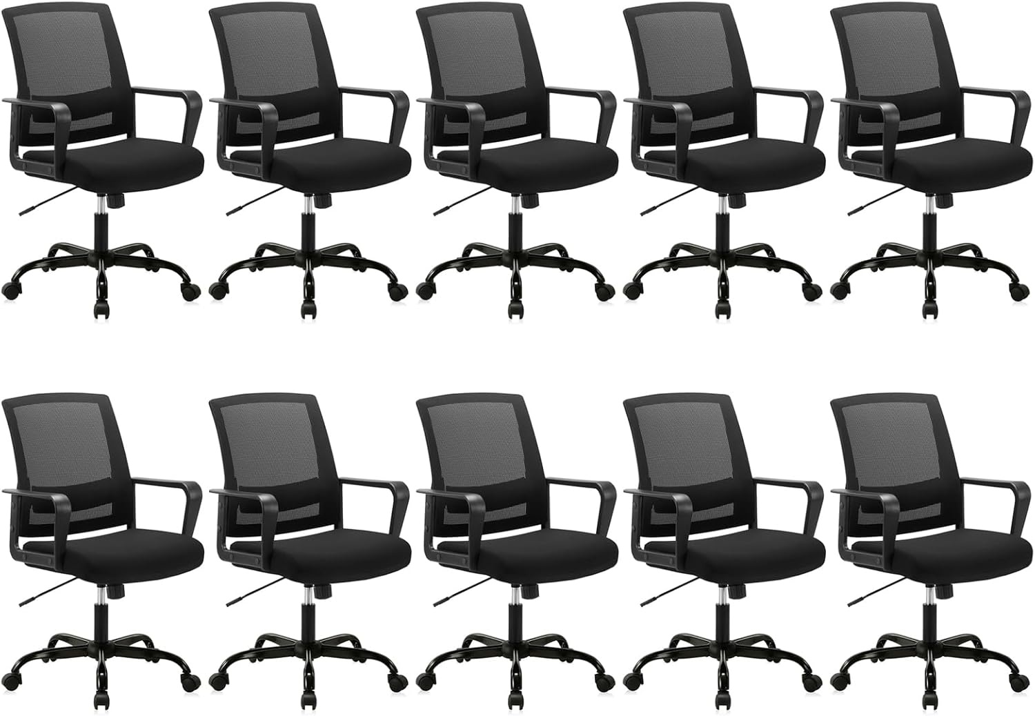image:imageCLATINA Ergonomic Rolling Mesh Desk Chair with Executive Lumbar Support and Adjustable Swivel Design for Home Office Computer Black 2 PackBlack