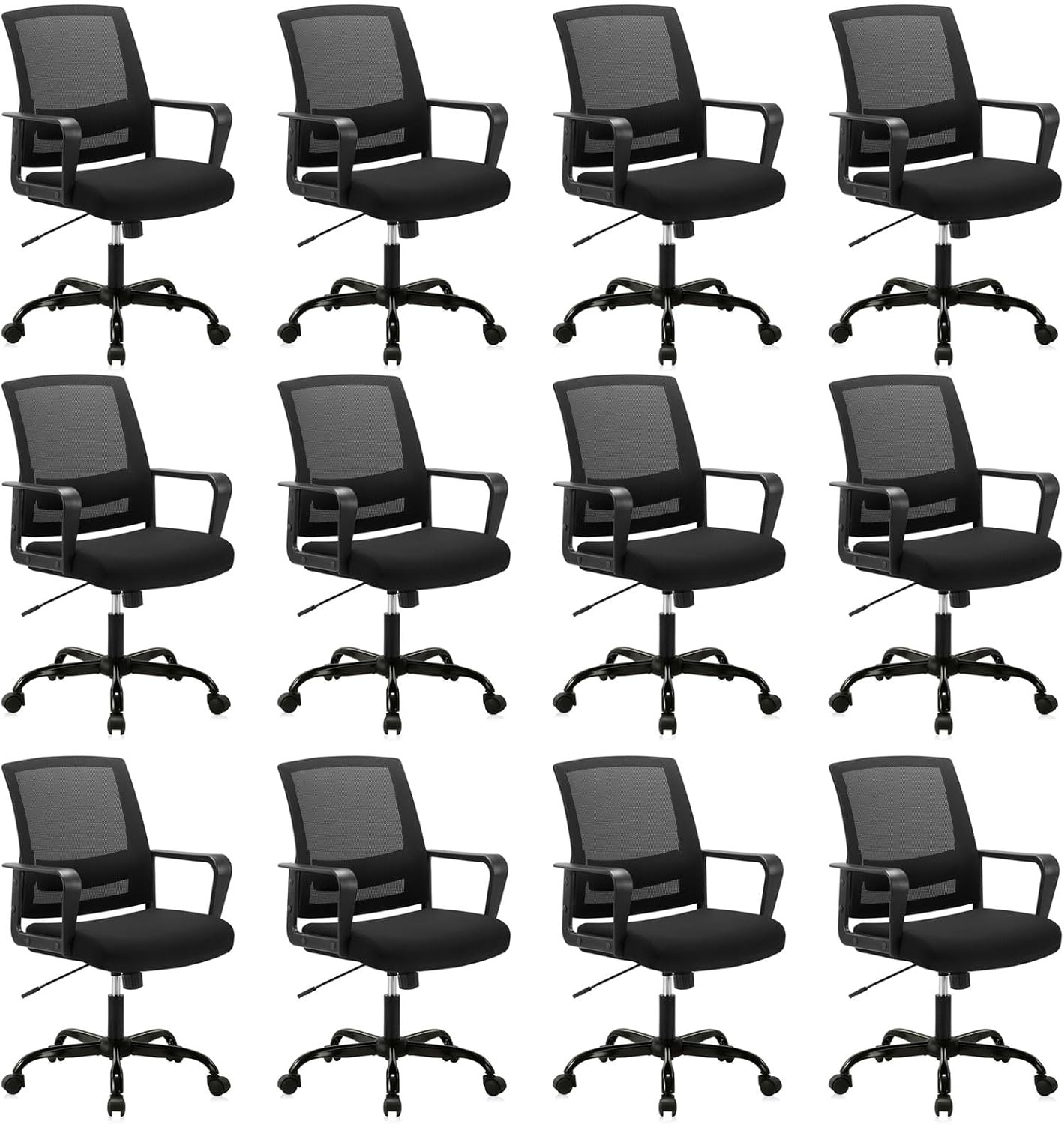 image:imageCLATINA Ergonomic Rolling Mesh Desk Chair with Executive Lumbar Support and Adjustable Swivel Design for Home Office Computer Black 2 PackBlack