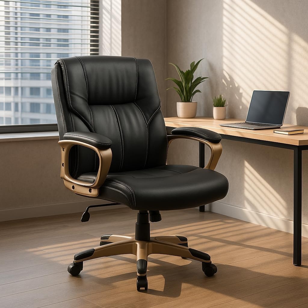 image:imageCLATINA Executive Office Chair with High Back PU Leather Chairs with Wheels and Arms Managerial Chairs with Soft Padded Armrest Lumbar Support Swivel Rolling Computer Desk Chair 400 LBS Set of 2