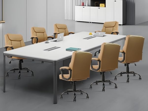 image:imageCLATINA Mid Back Leather Office Executive Chair with Lumbar Support and Padded Armrestes Swivel Adjustable Ergonomic Design for Home Computer Desk 4 PackBrown