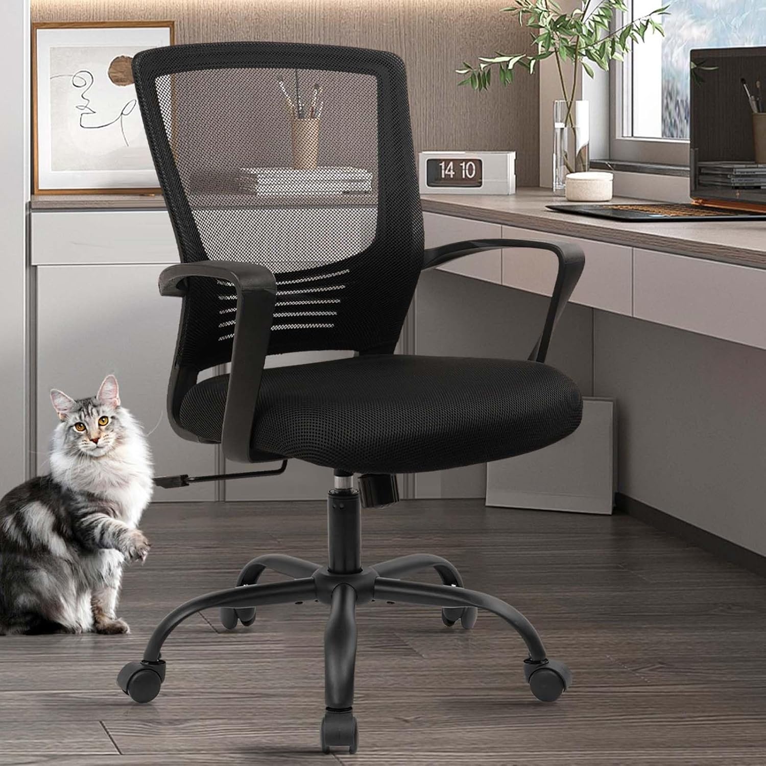 image:imageCLATINA Office Chair Ergonomic Rolling Computer Desk Chair with Lumbar Support Mesh Swivel Executive Chairs with Armrest Wheels for Home Conference Room Black