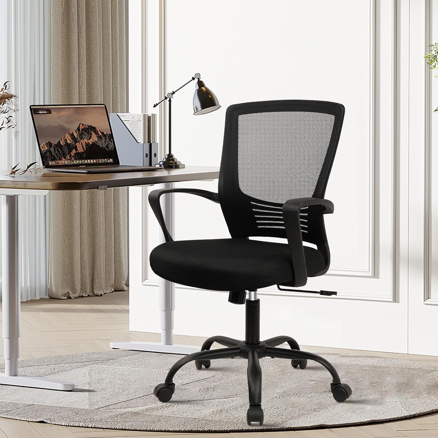 image:imageCLATINA Office Chair Ergonomic Rolling Computer Desk Chair with Lumbar Support Mesh Swivel Executive Chairs with Armrest Wheels for Home Conference Room Black