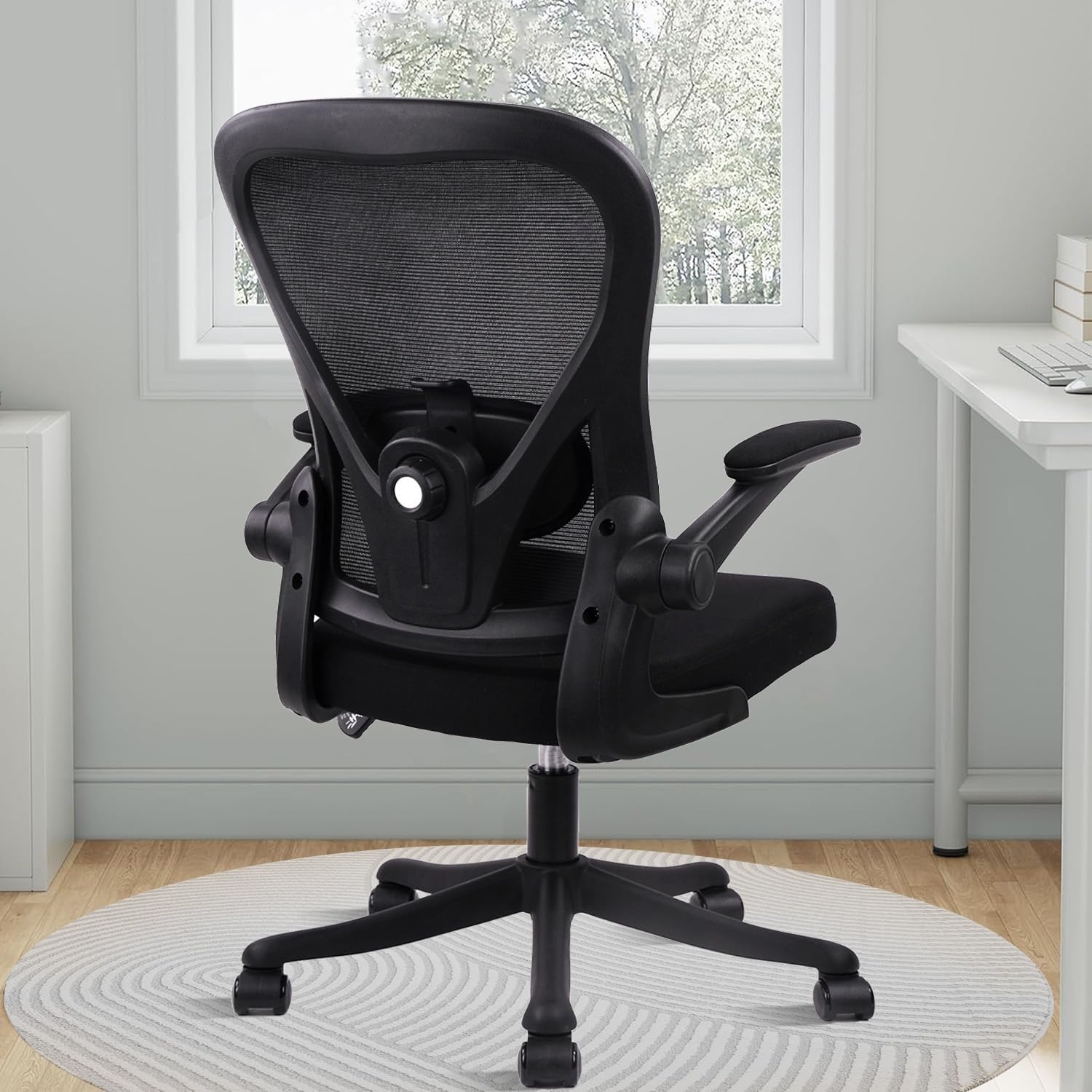 image:imageCLATINA Office Computer Desk Chair Ergonomic Mesh Rolling Work Chairs Executive Task Chairs with Adjustable Lumbar Support Flipup Armrests for HomeBedroomStudy Conference Black