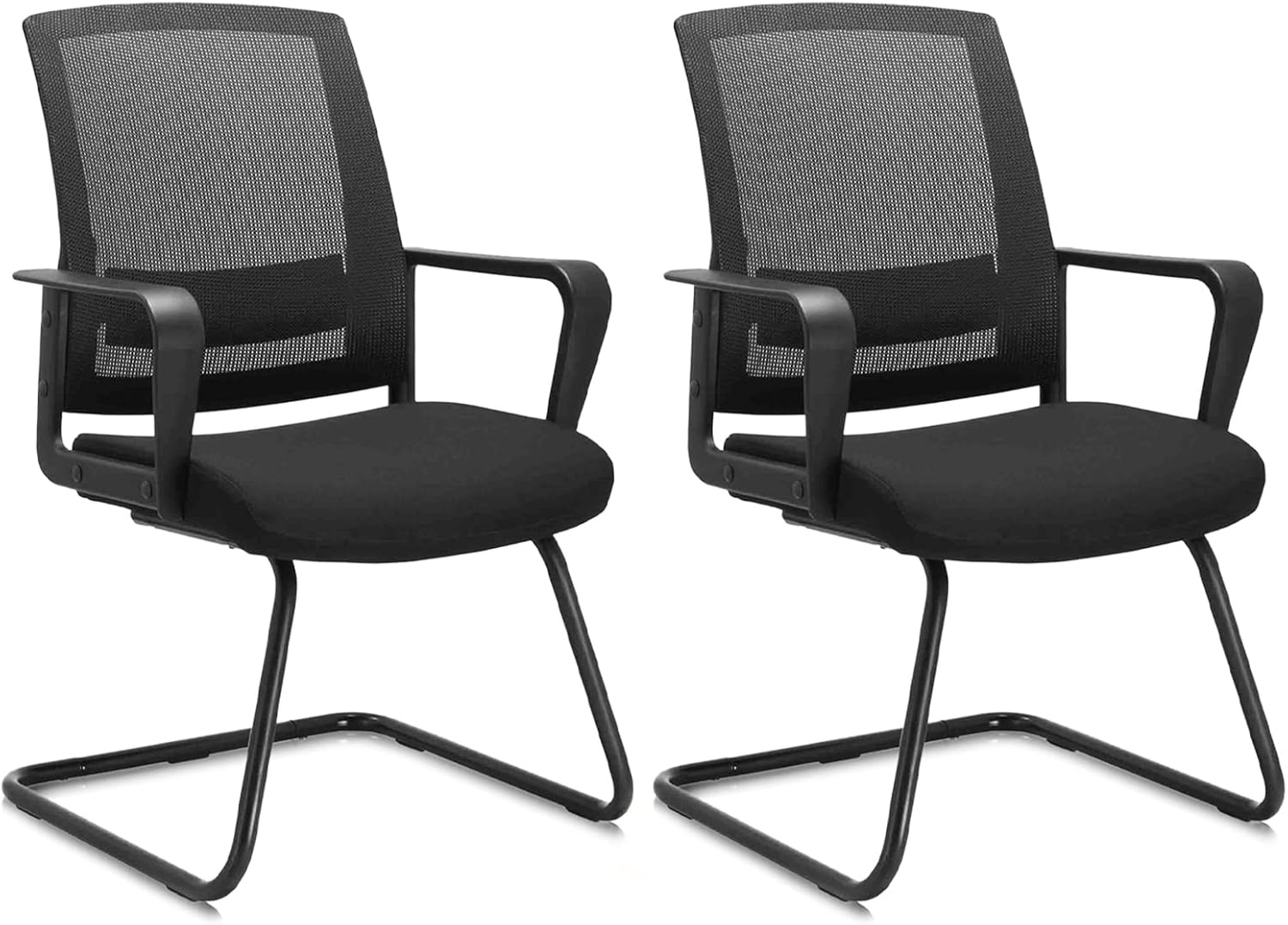 image:imageCLATINA Office Guest Chair with Lumbar Support and Mid Back Mesh Space Air Grid Series for Reception Conference RoomBlack