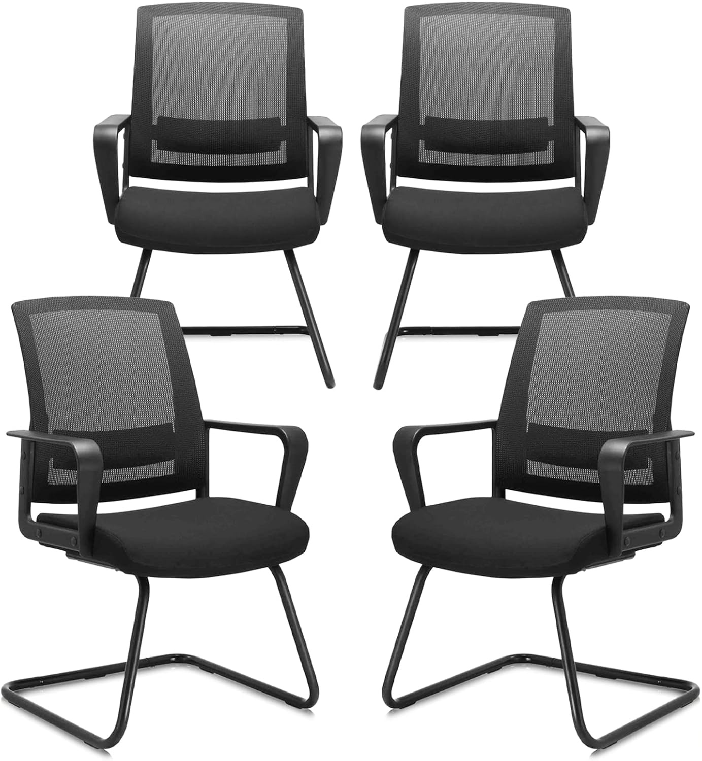 image:imageCLATINA Office Guest Chair with Lumbar Support and Mid Back Mesh Space Air Grid Series for Reception Conference RoomBlack