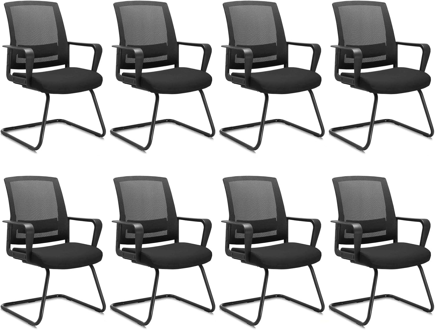 image:imageCLATINA Office Guest Chair with Lumbar Support and Mid Back Mesh Space Air Grid Series for Reception Conference RoomBlack
