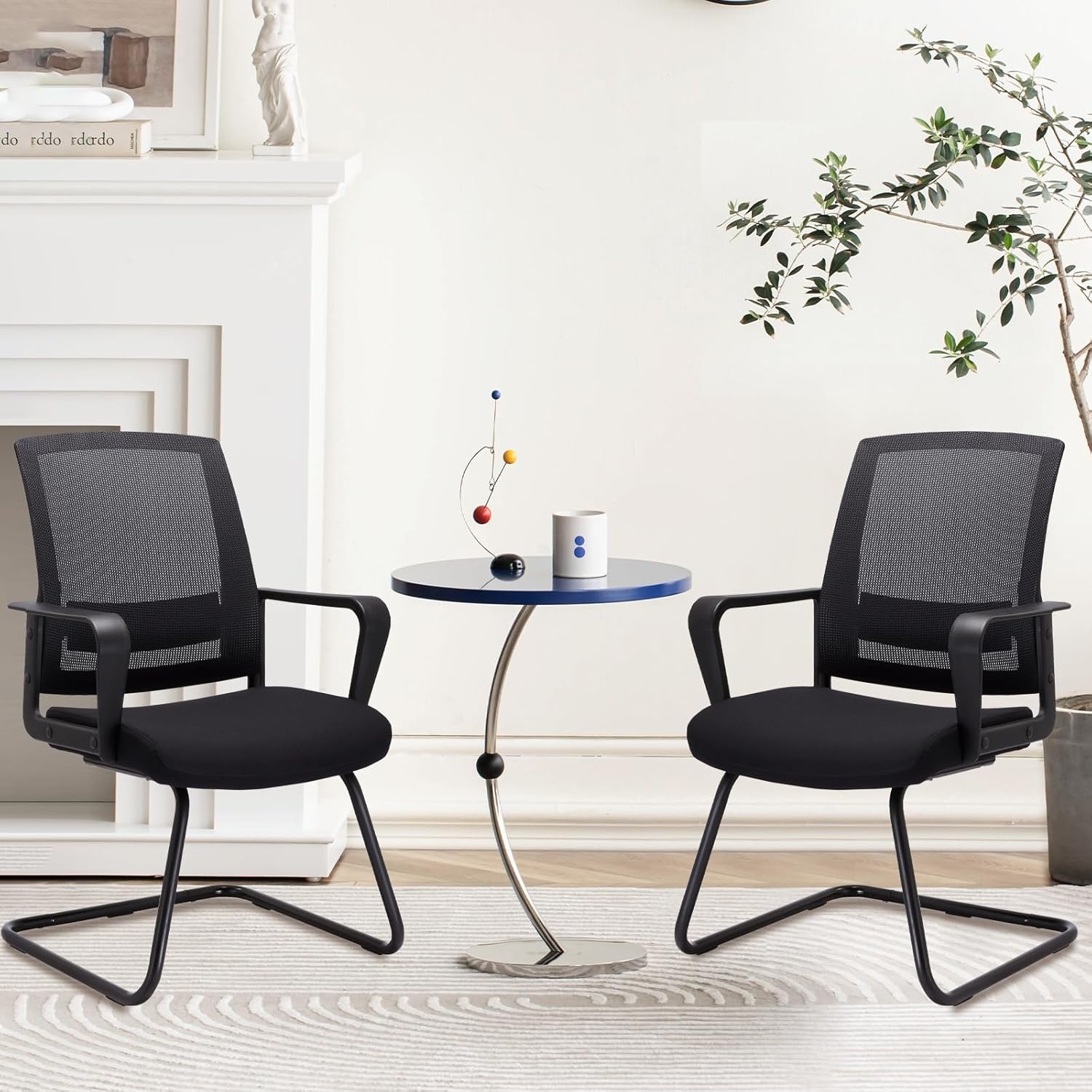 image:imageCLATINA Office Guest Chair with Lumbar Support and Mid Back Mesh Space Air Grid Series for Reception Conference RoomBlack