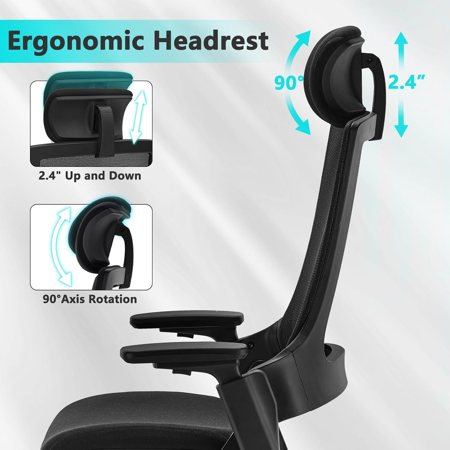 image:imageCLATINA Swivel Executive Computer Chair with 3D Armrest and Lumbar Support Adjustable Ergonomic Fabric Backrest Task Chair for Home Office Conference RoomBlackmesh