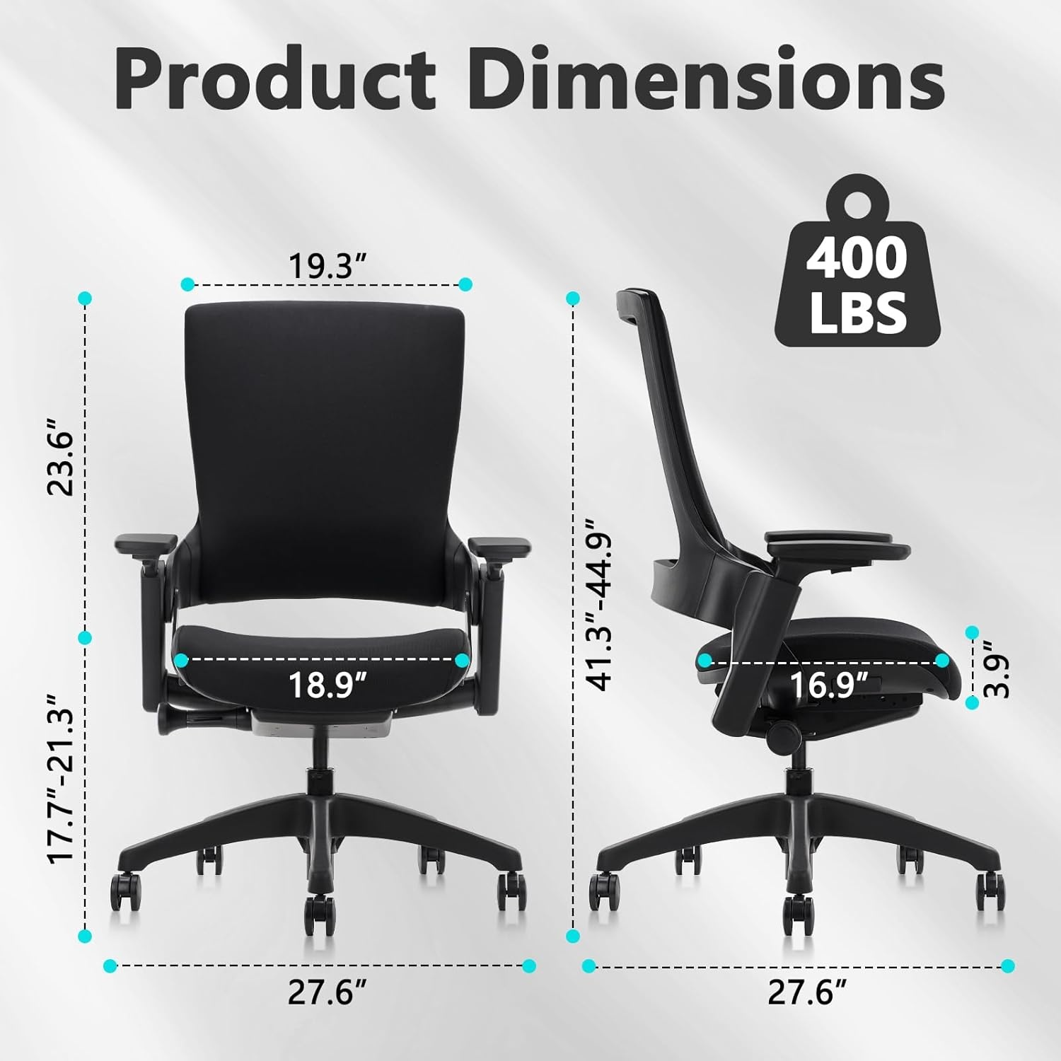image:imageCLATINA Swivel Executive Computer Chair with 3D Armrest and Lumbar Support Adjustable Ergonomic Fabric Backrest Task Chair for Home Office Conference RoomBlackfabric