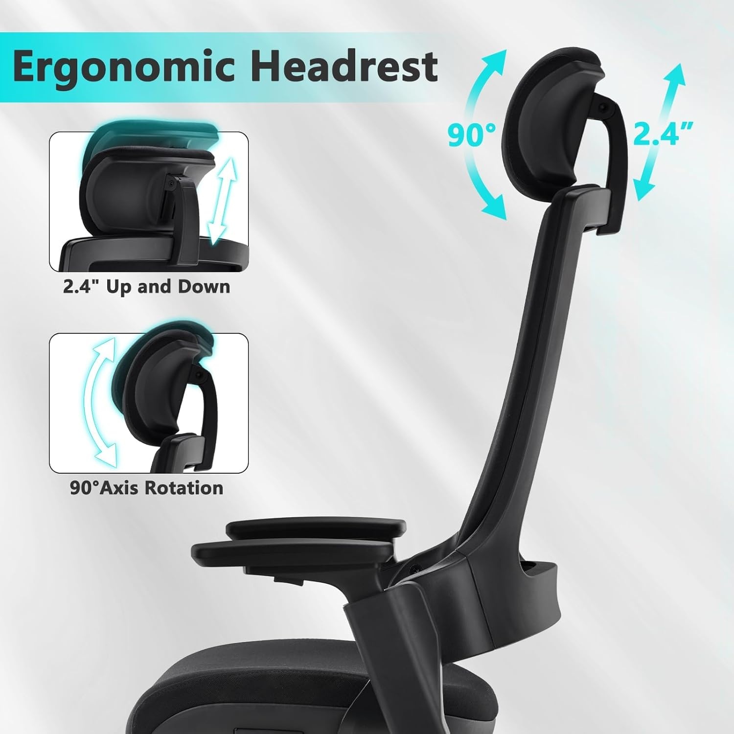 image:imageCLATINA Swivel Executive Computer Chair with 3D Armrest and Lumbar Support Adjustable Ergonomic Fabric Backrest Task Chair for Home Office Conference RoomBlackfabric