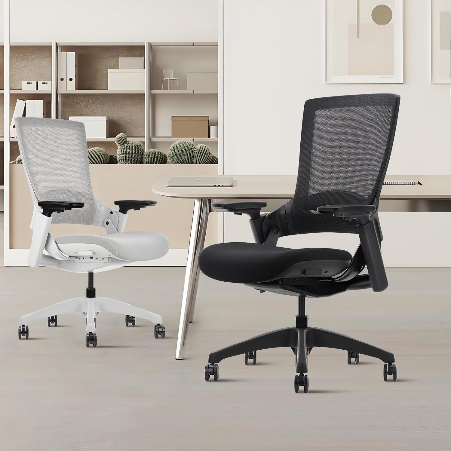 image:imageCLATINA Swivel Executive Computer Chair with 3D Armrest and Lumbar Support Adjustable Ergonomic Fabric Backrest Task Chair for Home Office Conference RoomBlackmesh