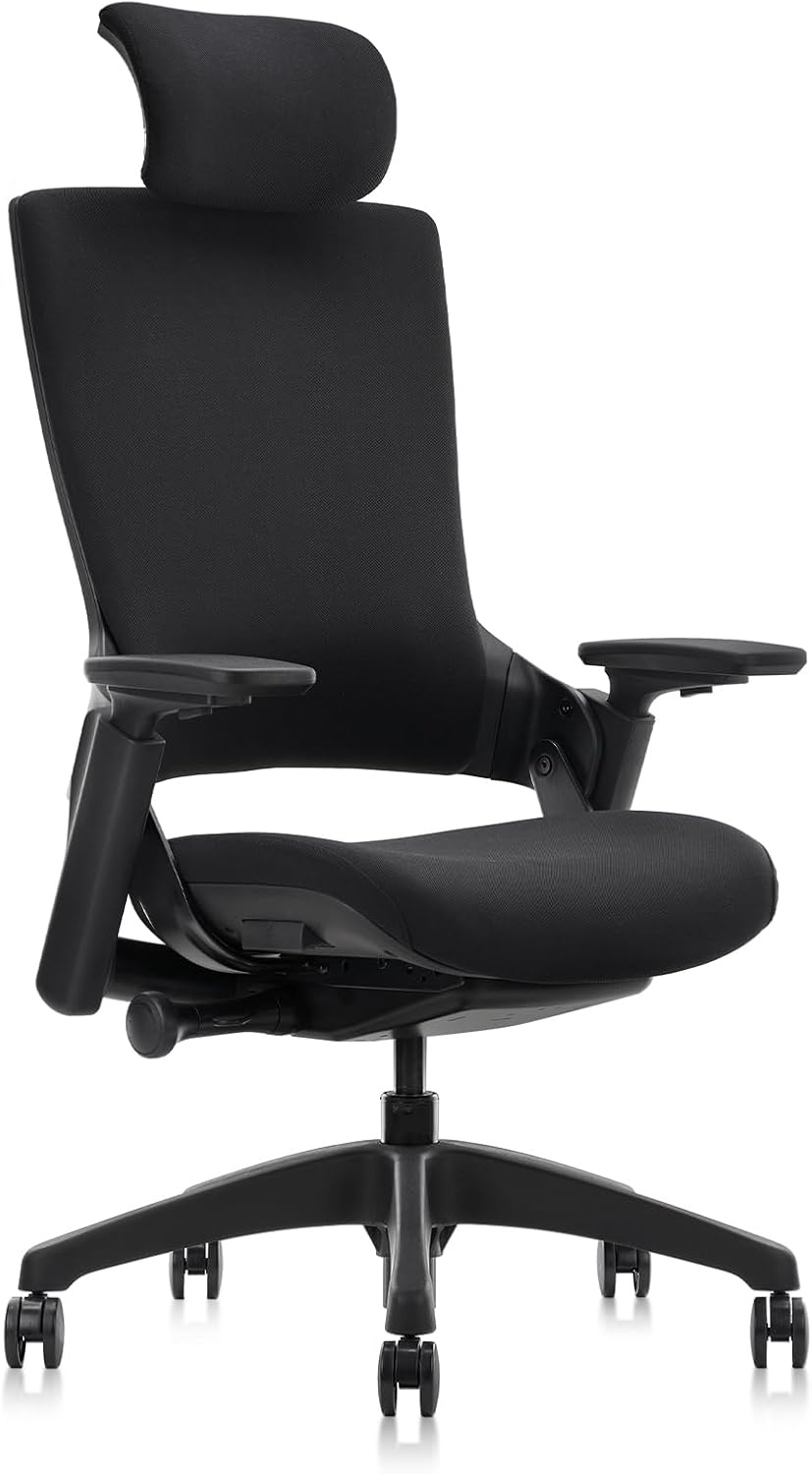 image:imageCLATINA Swivel Executive Computer Chair with 3D Armrest and Lumbar Support Adjustable Ergonomic Fabric Backrest Task Chair for Home Office Conference RoomBlackfabric