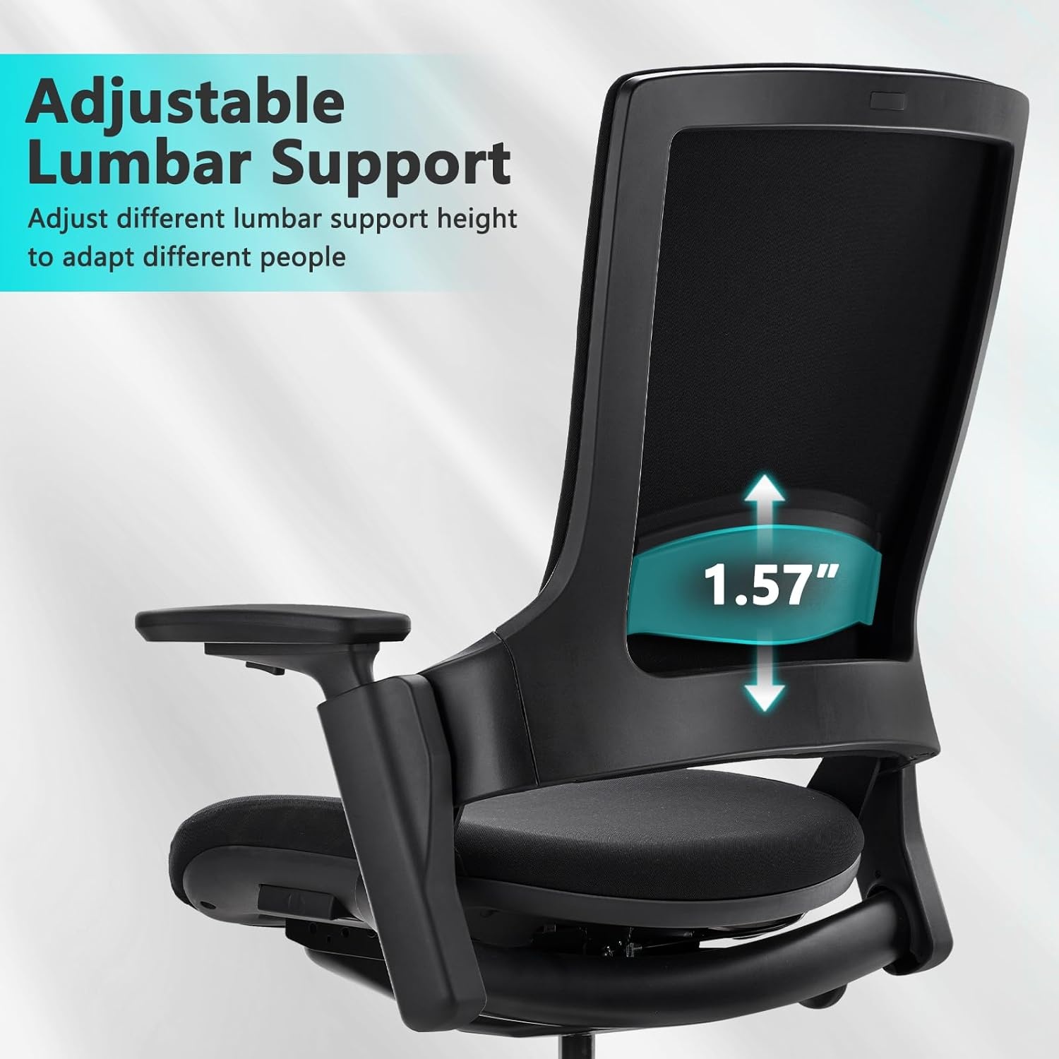 image:imageCLATINA Swivel Executive Computer Chair with 3D Armrest and Lumbar Support Adjustable Ergonomic Fabric Backrest Task Chair for Home Office Conference RoomBlackfabric