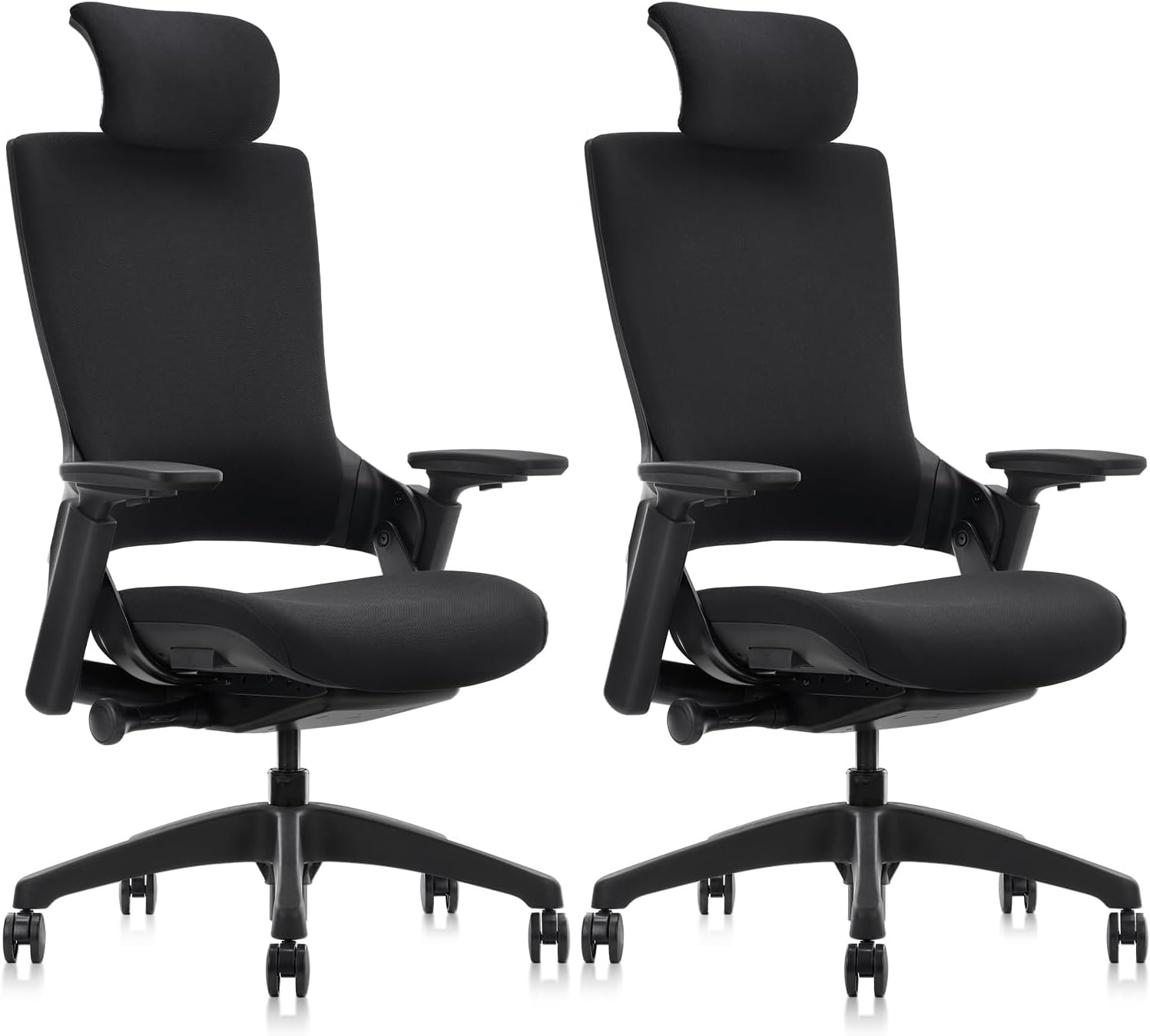 image:imageCLATINA Swivel Executive Computer Chair with 3D Armrest and Lumbar Support Adjustable Ergonomic Fabric Backrest Task Chair for Home Office Conference RoomBlackfabric