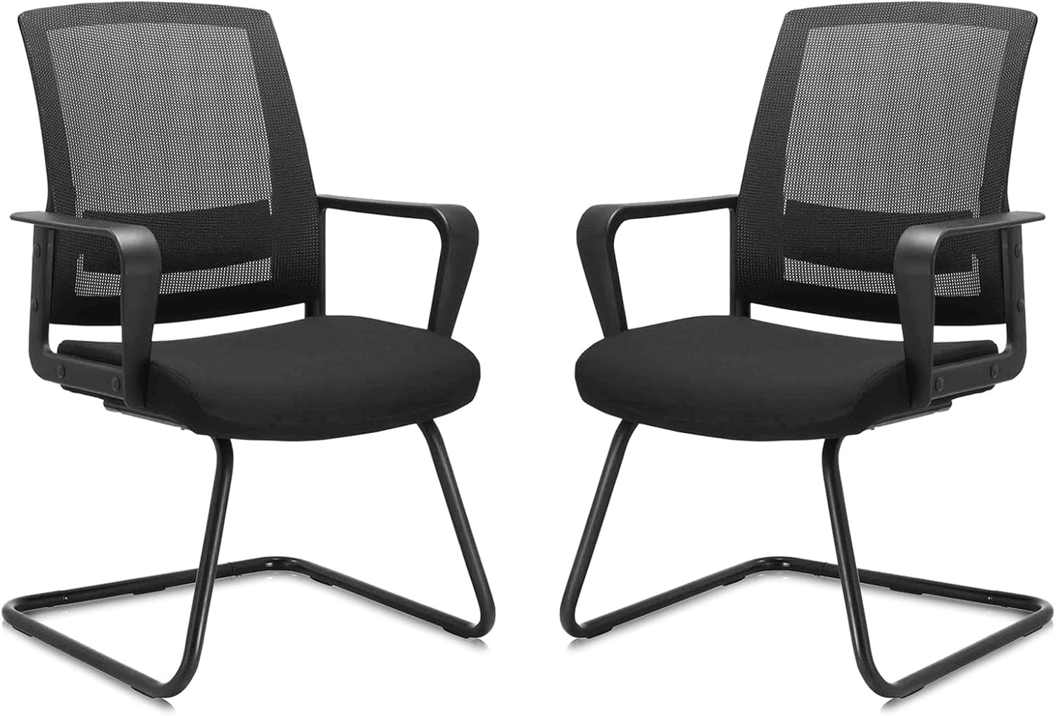 image:imageCLATINA Waiting Room Chairs with Flip Up Arms and Adjustable Lumbar Support Office Guest Chairs amp Reception Chair for Conference Room Breathable Mesh Black Desk Chair No Wheels for ElderlyBlack