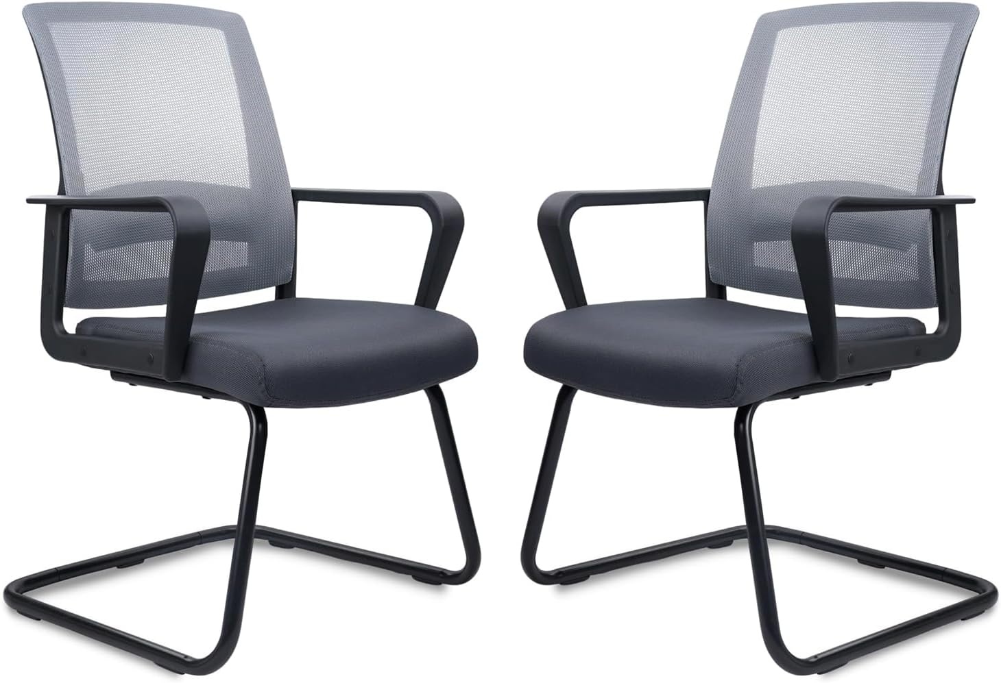 image:imageCLATINA Waiting Room Chairs with Flip Up Arms and Adjustable Lumbar Support Office Guest Chairs amp Reception Chair for Conference Room Breathable Mesh Black Desk Chair No Wheels for ElderlyGrey