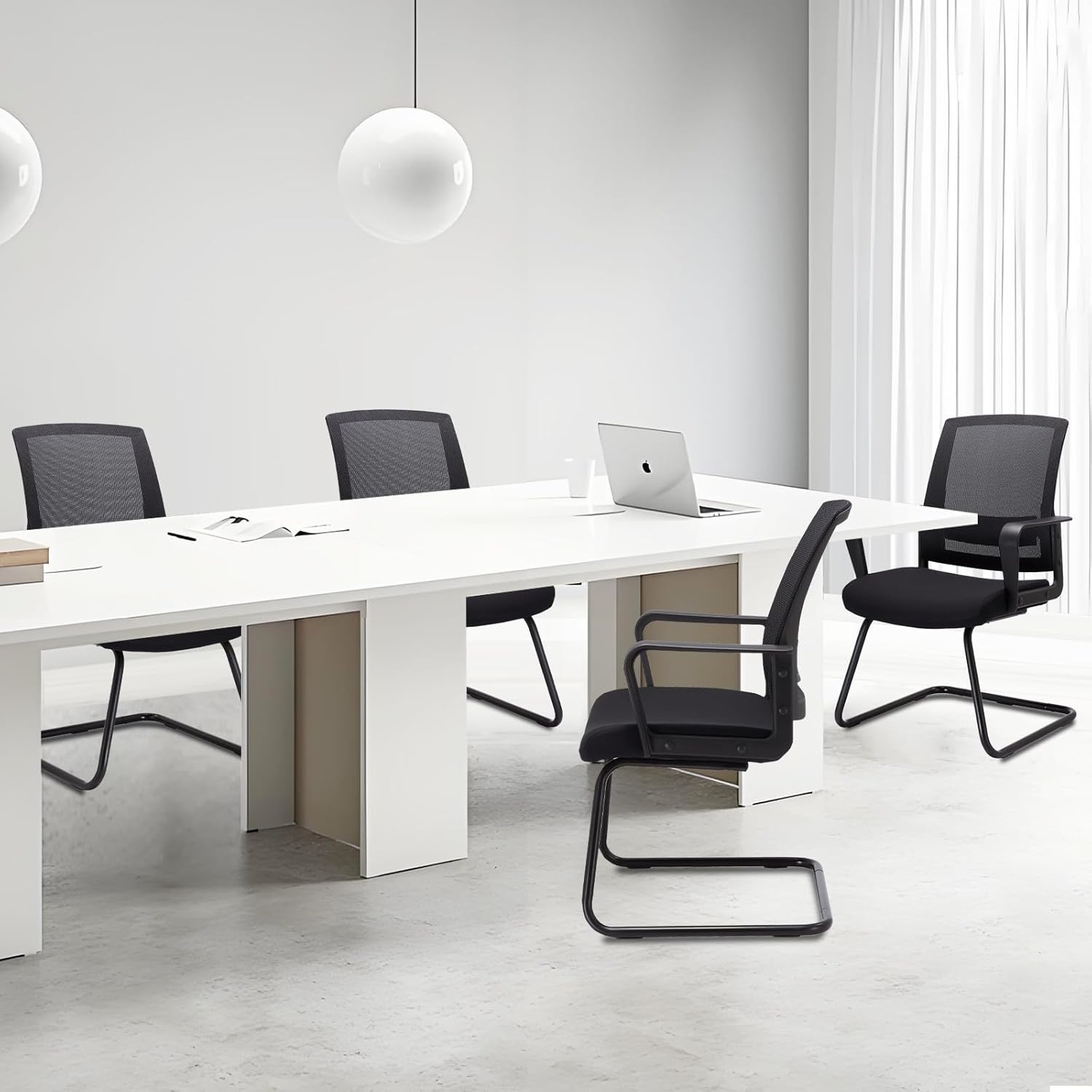 image:imageCLATINA Waiting Room Chairs with Flip Up Arms and Adjustable Lumbar Support Office Guest Chairs amp Reception Chair for Conference Room Breathable Mesh Black Desk Chair No Wheels for ElderlyBlack