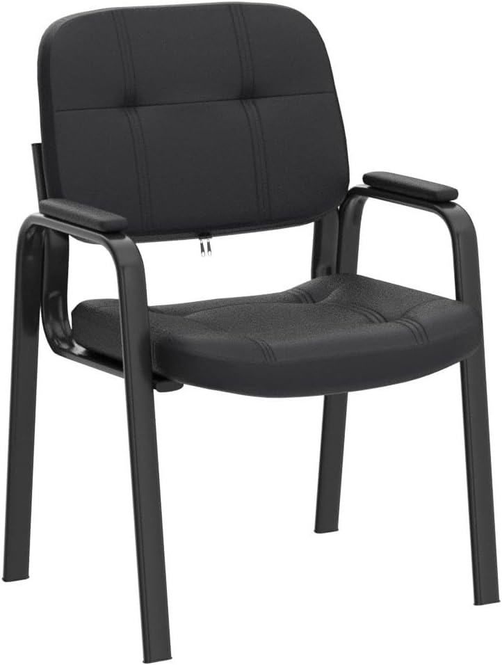 image:imageCLATINA Waiting Room Guest Chair with Bonded Leather Padded Arm Rest for Office Reception and Conference Desk Black 4 PackBlack
