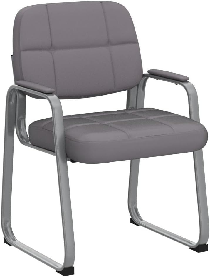 image:imageCLATINA Waiting Room Guest Chair with Bonded Leather Padded Arm Rest for Office Reception and Conference Desk Black 4 PackGreya