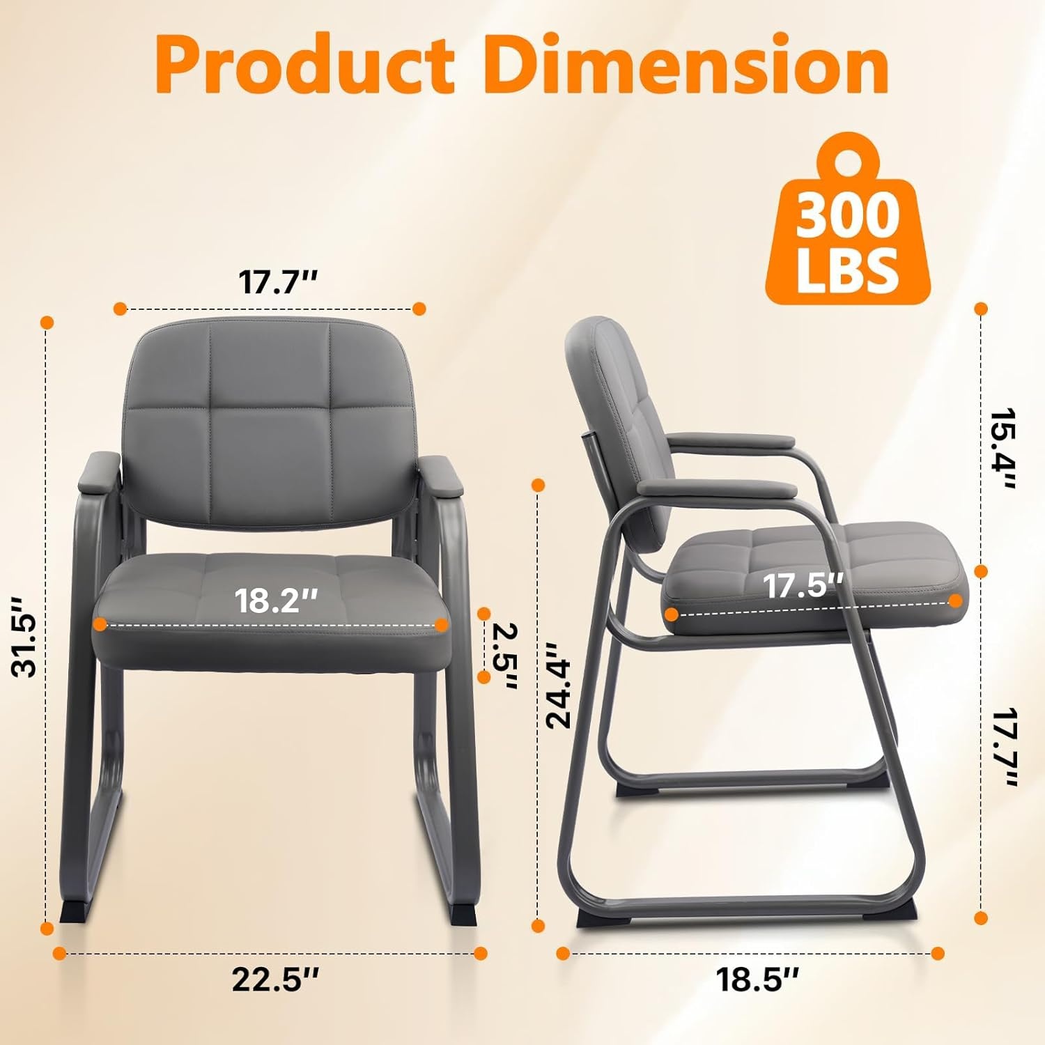 image:imageCLATINA Waiting Room Guest Chair with Bonded Leather Padded Arm Rest for Office Reception and Conference Desk Black 4 PackGreya