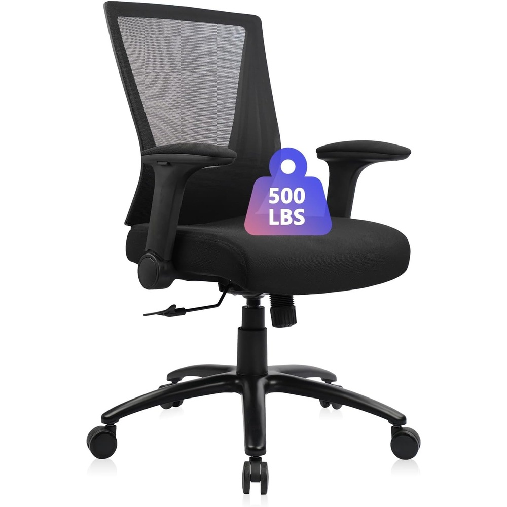 image:imageCLATINA 500lbs Big and Tall Office Chair Heavy Duty Ergonomic Mesh Desk Chairs with Wide Thick Seat Cushion and Adjustable Armrests for Home Office Conference Heavy People Black1 PackBlack