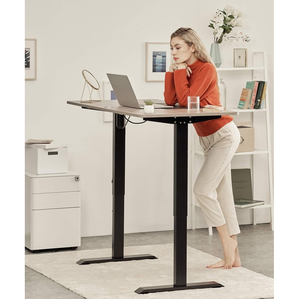 image:imageCLATINA Adjustable Height Standing Desk with Electric for Sit Stand Up Computer Home and Office 55 x 28 Inch Willow Top Black Frame BEREZI