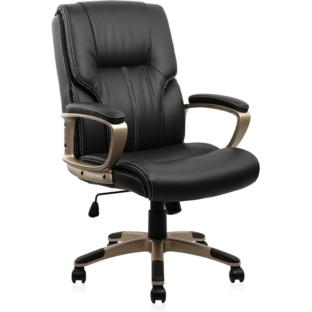 image:imageCLATINA Executive Office Chair with High Back PU Leather Chairs with Wheels and Arms Managerial Chairs with Soft Padded Armrest Lumbar Support Swivel Rolling Computer Desk Chair 400 LBS