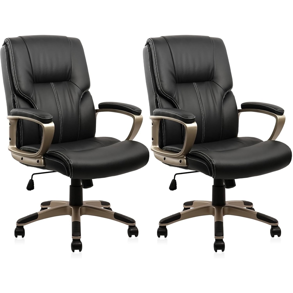 image:imageCLATINA Executive Office Chair with High Back PU Leather Chairs with Wheels and Arms Managerial Chairs with Soft Padded Armrest Lumbar Support Swivel Rolling Computer Desk Chair 400 LBS Set of 2