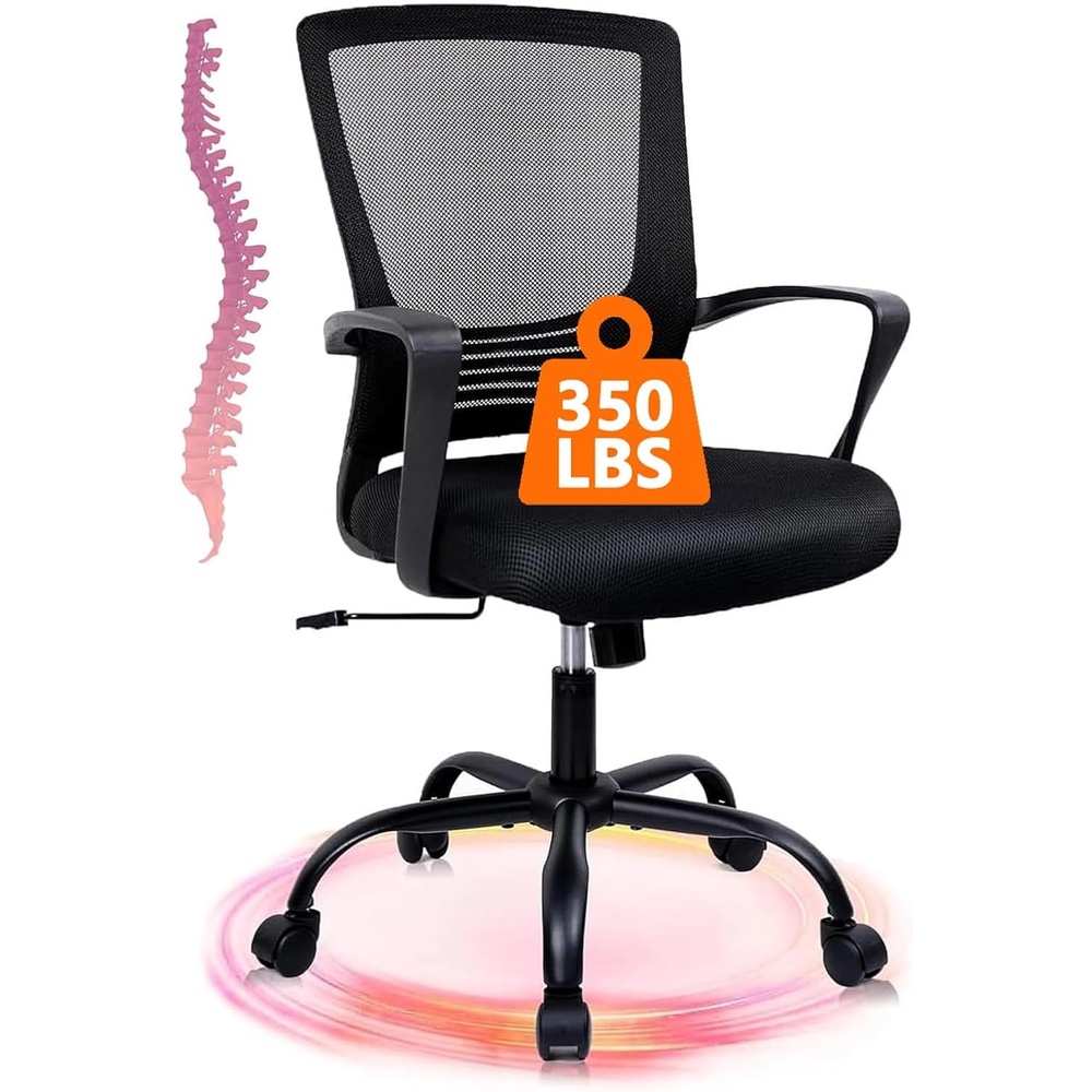 image:imageCLATINA Office Chair Ergonomic Rolling Computer Desk Chair with Lumbar Support Mesh Swivel Executive Chairs with Armrest Wheels for Home Conference Room Black