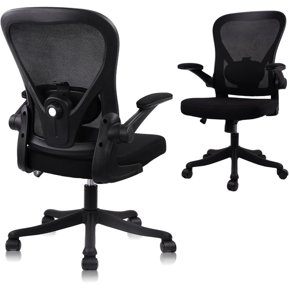 image:imageCLATINA Office Computer Desk Chair Ergonomic Mesh Rolling Work Chairs Executive Task Chairs with Adjustable Lumbar Support Flipup Armrests for HomeBedroomStudy ConferenceBlack 2Pack
