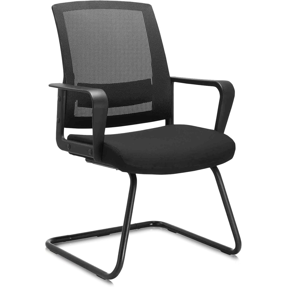 image:imageCLATINA Office Guest Chair with Lumbar Support and Mid Back Mesh Space Air Grid Series for Reception Conference RoomBlack