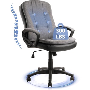 image:imageCLATINA Brown Cloth Office Chair Fabric Covered Desk Chair Adjustable Height Swivel Chairs Ergonomic Executive Chair with Arms and Wheels Comfortable Upholstered 350 LBSLight Grey
