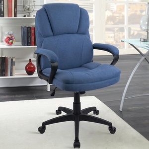 image:imageCLATINA Brown Cloth Office Chair Fabric Covered Desk Chair Adjustable Height Swivel Chairs Ergonomic Executive Chair with Arms and Wheels Comfortable Upholstered 350 LBSBlue