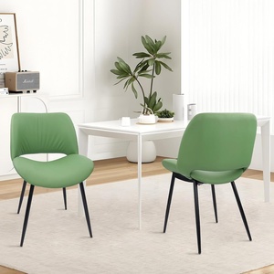 image:imageCLATINA Dining Chair Set of 2 PU Leather Kitchen Living Dining Room Chair with Sturdy Metal Legs Modern Armless Upholstered Comfortable Accent Side Chairs with Thick Cushion Easy Assembly Green