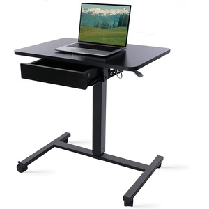 image:imageCLATINA Mobile Laptop Standing Desk Height Adjustable Teacher Podium with Lockable Wheels Adjustable Work Table with Drawer Computer Cart Overbed Table for Home Office Classroom BlackBlack